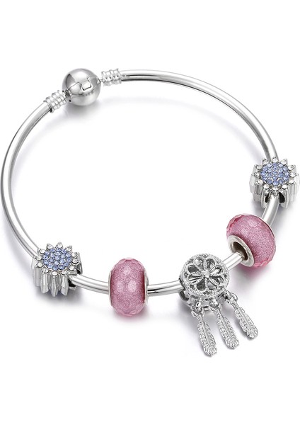 55 mm Tarzı B357 Lüks Kendin Yap Boncuk Gül Altın Kristal Bilezik ve Bilezik Kadın Kalp Arı Boncuklu Bileklikler Zincirli Bayan Pulsera Takı (Yurt Dışından)