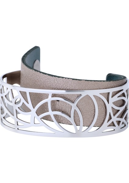 No.5 Boyutu Koaem Paslanmaz Çelik Bilezik Kadın Lüks Kol Bileziği Soyut Desen Değiştirilebilir Deri Takı (Yurt Dışından) modelleri