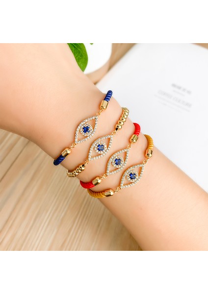 Göz Bilezik Kadınlar Için Altın Kötü Göz Örgü Ip Bileklik Cz Gökkuşağı Türk Siyah Bakır Inci Zirkon Mavi Kristal Bilezik Kızlar Takı (Yurt Dışından) modelleri