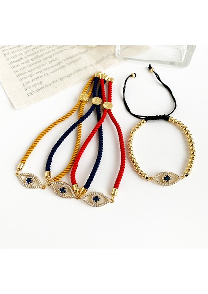 Göz Bilezik Kadınlar Için Altın Kötü Göz Örgü Ip Bileklik Cz Gökkuşağı Türk Siyah Bakır Inci Zirkon Mavi Kristal Bilezik Kızlar Takı (Yurt Dışından) fırsatları