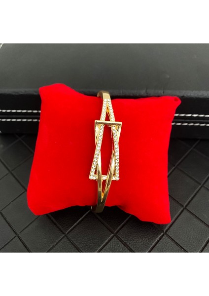 Altın ​​1 Kristal Taşlı Geometrik Altın Bilezik Takı Arap Modası Trend Bayan Bilek Takı Lüks Düğün Hediye Gelin Için (Yurt Dışından)