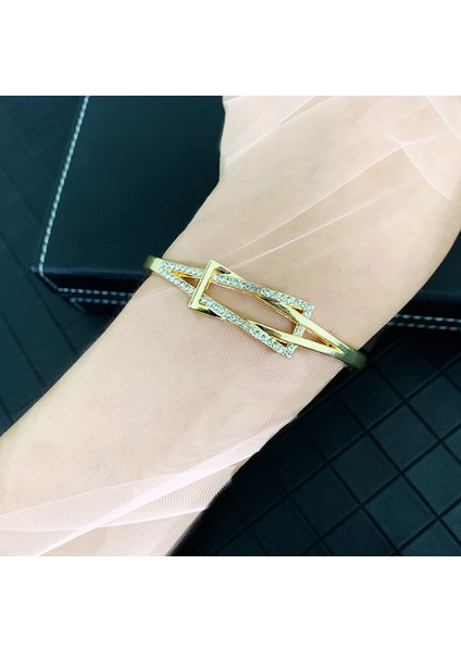 Altın ​​1 Kristal Taşlı Geometrik Altın Bilezik Takı Arap Modası Trend Bayan Bilek Takı Lüks Düğün Hediye Gelin Için (Yurt Dışından) modelleri