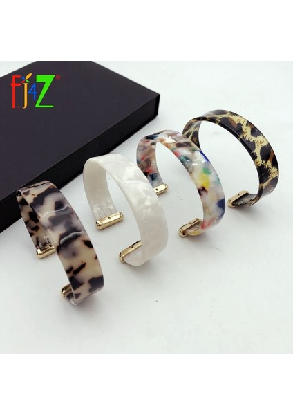 No.6 Yeşil F.J4Z Yeni Za Leopar Bilezik Kadınlar Kaplumbağa Kabuğu Akrilik Bilezik Moda Minimalizm Reçine Kolluk Bilezik Punk Takı (Yurt Dışından)
