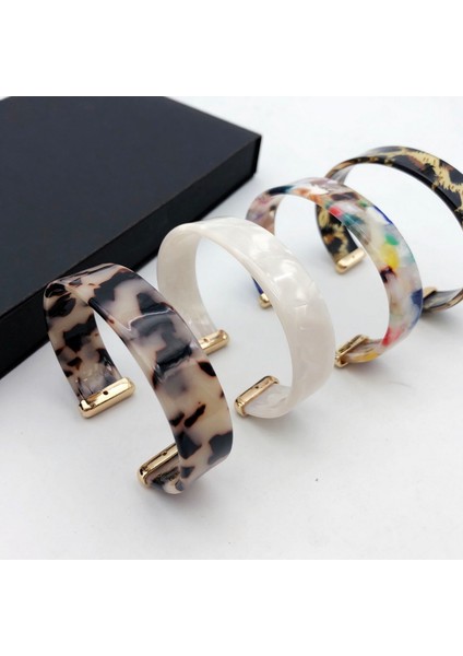No.6 Yeşil F.J4Z Yeni Za Leopar Bilezik Kadınlar Kaplumbağa Kabuğu Akrilik Bilezik Moda Minimalizm Reçine Kolluk Bilezik Punk Takı (Yurt Dışından)