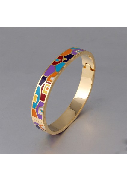 PCSZK1026-A Kadınlar Için Yeni Moda Paslanmaz Çelik Açık Bilezik Altın Geometrik Renkli Emaye Boyalı Bilezik Düğün Takı (Yurt Dışından)