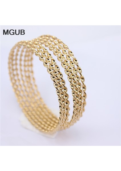 60MM-68MM Tarzı Saf Altın Rengi Üç Renkli Paslanmaz Çelik Bilezik ve Bileklik Titanyum Çelik Bilezik Altın Renk Moda Kadın Bileziği LH722 (Yurt Dışından) indirimleri