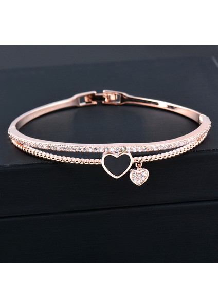 SL477J Sınleery Romantik Siyah Kalp Bilezik Kollar Kadınlar Için Altın Gümüş Renk Kristal Kalp Kolye Bilezikler Takılar Kadınlar Için Zd1 Ssc (Yurt Dışından) fiyatları