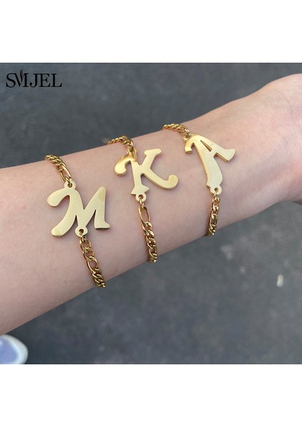 Altın Tarzı I A-Z Harf Takı Kişiselleştirilmiş Ilk Bilezikler Kadınlar Için Paslanmaz Çelik Alfabe Charm Bilezik Isim Bijuteri Pulseiras (Yurt Dışından) indirimleri