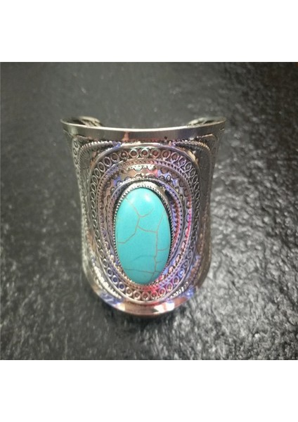 Mavi Kadınlar Için Bohemya Geniş Kolluk Bilezikler ve Bilezikler Eski Pulsera Su Damlası Kristal Taş Bilezikler Türk Takıları (Yurt Dışından)
