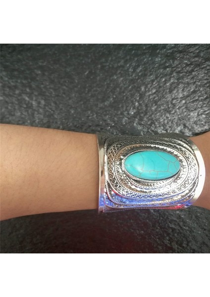 Mavi Kadınlar Için Bohemya Geniş Kolluk Bilezikler ve Bilezikler Eski Pulsera Su Damlası Kristal Taş Bilezikler Türk Takıları (Yurt Dışından) fiyatları