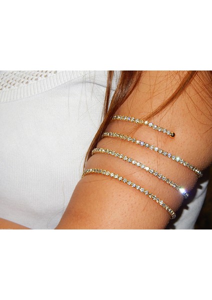 Altın Kaplama Spiral Düğün Takımı Taşlı Streç Bilezik Üst Kol Bileziği Altın Kaplama ve Gümüş Kaplama Brazaletes Pulseras Mujer (Yurt Dışından) modelleri