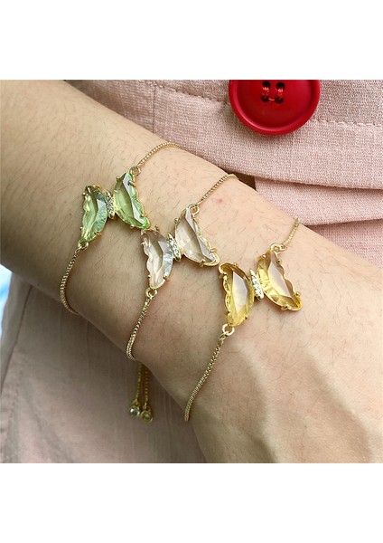 Kelebek - 04 2021 Yeni Gelen Kristal Kelebek Bilezik Femme Bakır Altın Renk Zincir Şans Bilezik Kadın Kızlar Takı (Yurt Dışından) modelleri