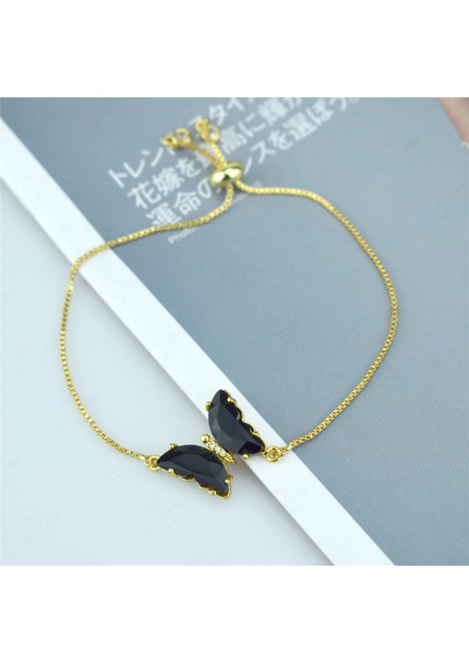 Kelebek - 04 2021 Yeni Gelen Kristal Kelebek Bilezik Femme Bakır Altın Renk Zincir Şans Bilezik Kadın Kızlar Takı (Yurt Dışından) indirimleri