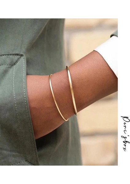 Kare Kenar 6.0cm Peri'nin Kutusu 2 Tasarım Yuvarlak Kare Kenarlı Ince Bilezikler Titanyum Çelik Daire Bilezik Altın Rengi Minimalist Bilezikler Kadınlar Için (Yurt Dışından) fiyatları