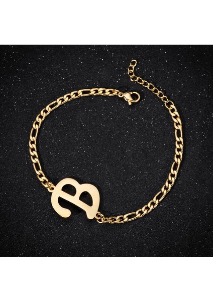Altın Tarzı B A-Z Harf Takı Kişiselleştirilmiş Ilk Bilezikler Kadınlar Için Paslanmaz Çelik Alfabe Charm Bilezik Isim Bijuteri Pulseiras (Yurt Dışından)