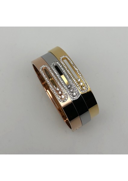 Altın Altın Kaplama Paslanmaz Çelik Kadın Bilezik Bileziği Kristal Kayan Lüks Düğün Parti Bant Kol Saati Takı Hediye (Yurt Dışından) modelleri