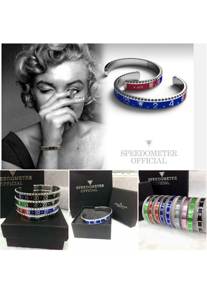 Gül Altın Mavisi 2021 Çelik Hız Göstergeli Bileklikler ve Bilezikler Erkek Bileklik Paslanmaz Çelik Bilezikler Manşet Bilezik Bezel Pulseiras Bijoux (Yurt Dışından)