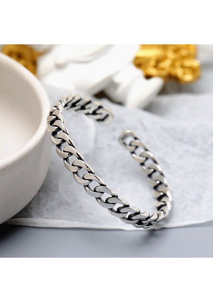 VBS4543 Xıyanıke Gümüş Kaplama Örme Dikiş Yuvarlak Açık Bilezik Kadın Minimalist Tarzı Zarif Takı Parti Aksesuarları (Yurt Dışından)