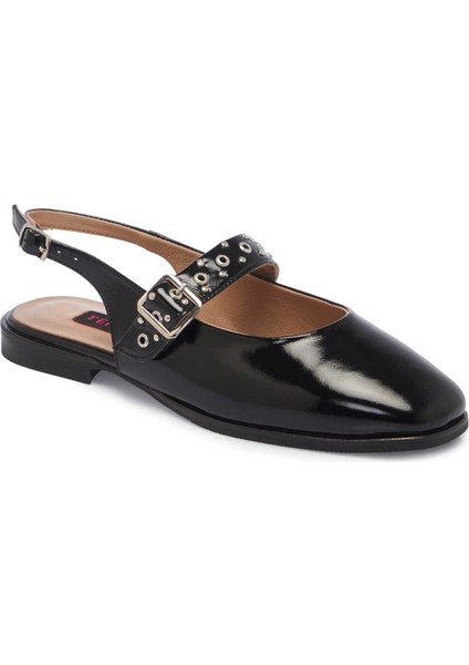 Siyah Rugan Hakiki Deri Kadın Casual Ayakkabı - K25Y1AY68038-A07