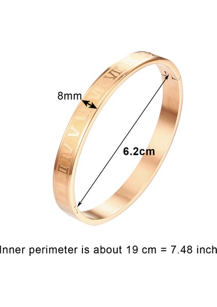 Rn-Gül-8mm Kadın Erkek Moda Takılar Için Tasarım Paslanmaz Çelik Rose Gold Roma Rakamlı Bilezik - Roman Numaralı Bilezik Bileşimi (Yurt Dışından)
