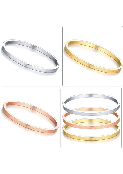 Rn-Gül-8mm Kadın Erkek Moda Takılar Için Tasarım Paslanmaz Çelik Rose Gold Roma Rakamlı Bilezik - Roman Numaralı Bilezik Bileşimi (Yurt Dışından) modelleri