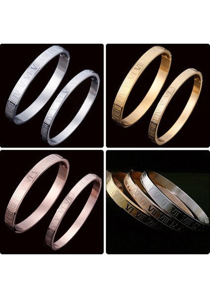 Rn-Gül-8mm Kadın Erkek Moda Takılar Için Tasarım Paslanmaz Çelik Rose Gold Roma Rakamlı Bilezik - Roman Numaralı Bilezik Bileşimi (Yurt Dışından) indirimleri