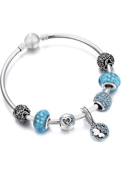 60MM Tarzı B358 Lüks Kendin Yap Boncuk Gül Altın Kristal Bilezik ve Bilezik Kadın Kalp Arı Boncuklu Bileklikler Zincirli Bayan Pulsera Takı (Yurt Dışından)