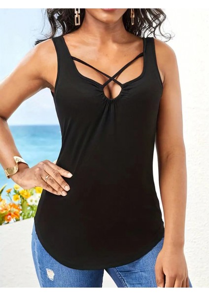 AYDOGANTICARET44 Kadın Önden Çapraz Detay Şerit Askılı Viskon Bluz fırsatları