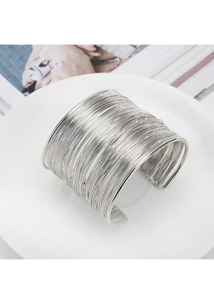 Altın Kadınlar Için Geniş Açık Kol Bilezikleri Punk Retro Altın Gümüş Renkli Büyük Bilezik Metal Tel Dize El Yapımı Takılar Dişi (Yurt Dışından) fırsatları