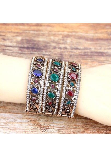 No.1 Boyutu Güneşli Vintage Türk Bilezikleri Yuvarlak Reçine Kolluk Bilezikler Kadınlar Için Antik Altın Renk Banket Takı Bayanlar Favori Hediye (Yurt Dışından) modelleri
