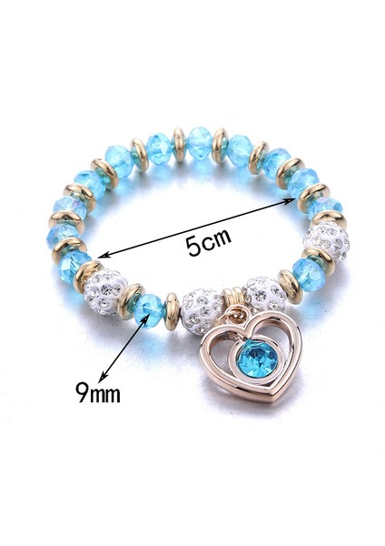 No.26 Boyutu Pp Romantik Vintage Bilezikler Kadınlar Kalp Kolye Bilezikler Işıltılı Kristal Boncuklar Pan Bilezik Takı ile Uyumlu (Yurt Dışından) fırsatları