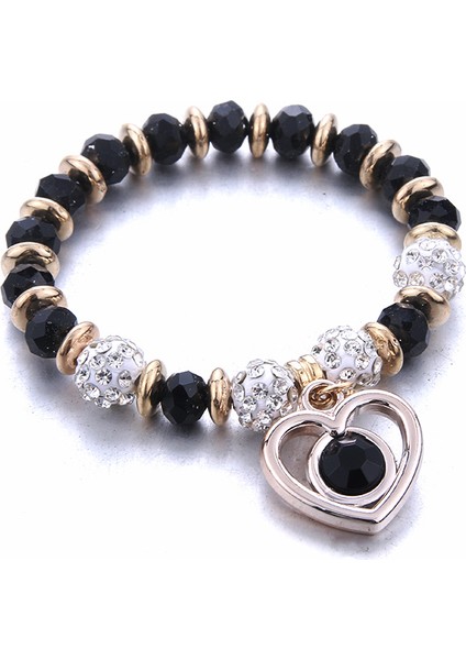 No.26 Boyutu Pp Romantik Vintage Bilezikler Kadınlar Kalp Kolye Bilezikler Işıltılı Kristal Boncuklar Pan Bilezik Takı ile Uyumlu (Yurt Dışından) indirimleri