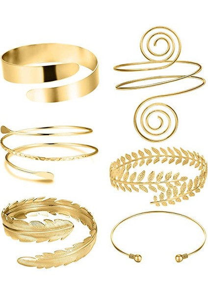 Tip 6 Kadın Kızlar Için Ayarlanabilir Basit Boho Spiral Üst Kol Bandı Kolluk Kol Bileziği (Yurt Dışından)