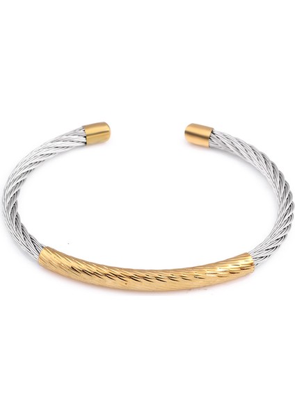 60MM Tarzı NO.81129 Beden Zorcvens Altın Gümüş Renk Paslanmaz Çelik Kablo Örgü Kol Bilezik Zincir Bilezik Bilezikler Kadınlar Için (Yurt Dışından)