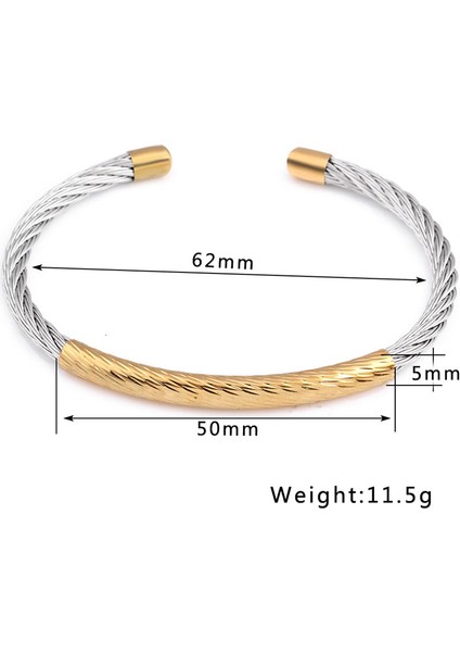 60MM Tarzı NO.81129 Beden Zorcvens Altın Gümüş Renk Paslanmaz Çelik Kablo Örgü Kol Bilezik Zincir Bilezik Bilezikler Kadınlar Için (Yurt Dışından) modelleri