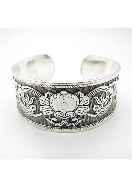 G Vintage Tibet Kolluk Bileziği Oymalı Geniş Açık Bilezik Takı Antika Bohem Tarzı Bilezik Kadın Erkek Retro Moda Yeni (Yurt Dışından)