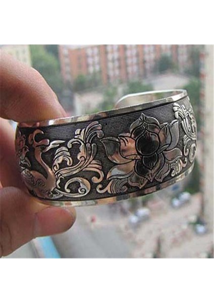 G Vintage Tibet Kolluk Bileziği Oymalı Geniş Açık Bilezik Takı Antika Bohem Tarzı Bilezik Kadın Erkek Retro Moda Yeni (Yurt Dışından) modelleri