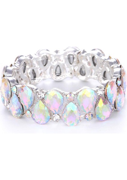 Siyah 16 Renkli Zarif Kristal Manşet Bilezik Gözyaşı Damla Bilezik Kadınlar Streç Bilezik Hint Gelin Düğün Kostüm Takı Hediye (Yurt Dışından) fiyatları