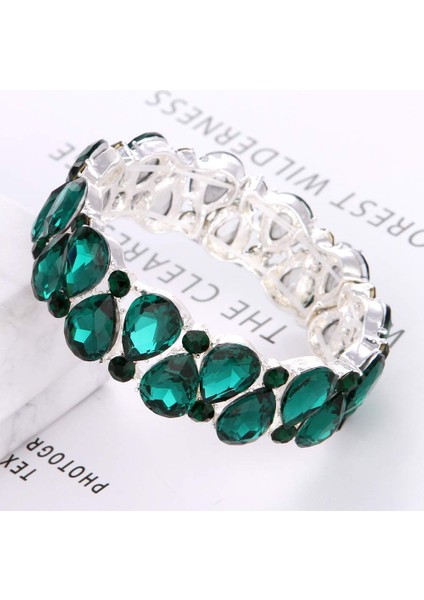 Siyah 16 Renkli Zarif Kristal Manşet Bilezik Gözyaşı Damla Bilezik Kadınlar Streç Bilezik Hint Gelin Düğün Kostüm Takı Hediye (Yurt Dışından) indirimleri