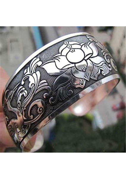 G Vintage Tibet Kolluk Bileziği Oymalı Geniş Açık Bilezik Takı Antika Bohem Tarzı Bilezik Kadın Erkek Retro Moda Yeni (Yurt Dışından) indirimleri