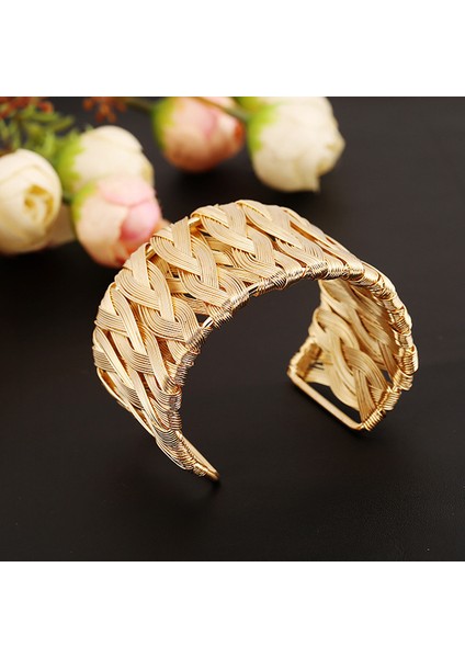 Altın Rengi Yeni Punk Tarzı Kol Bilezikleri Altın Metal Sarma Örgü Altın Gümüş Renkli Bilezik Kıyafet Takı Kostüm Takı - (Yurt Dışından) modelleri