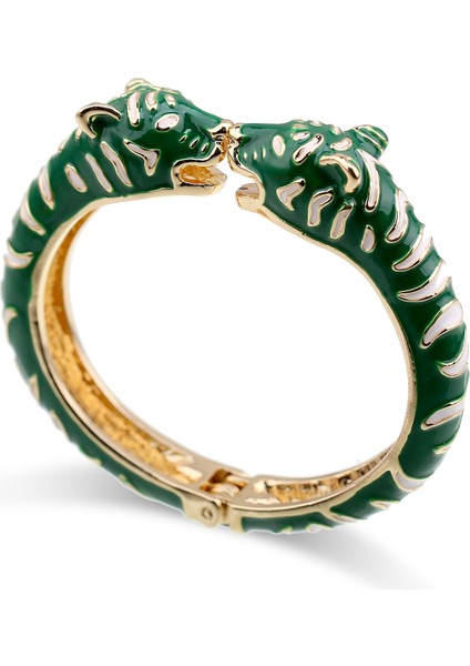 Gül-Siyah Kadınlar ve Kızlar Için Trend Çift Leopar Kafa Emaye Kolluk Bilezik Açıklama Bileziği Altın Kaplama Hayvan Bileziği Pulseira 3319 (Yurt Dışından)