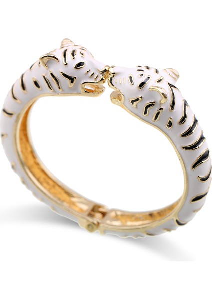 Gül-Siyah Kadınlar ve Kızlar Için Trend Çift Leopar Kafa Emaye Kolluk Bilezik Açıklama Bileziği Altın Kaplama Hayvan Bileziği Pulseira 3319 (Yurt Dışından)