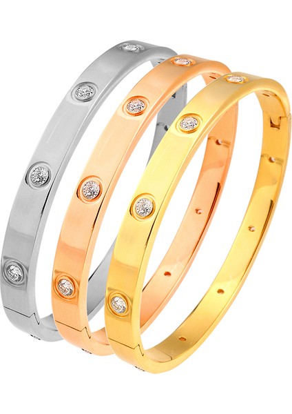 6mm Gül Rengi Kadınlar Için Açık Kolluk Paslanmaz Çelik Zirkon Taşlı Bilezikler Kristal Altın Kaplama Kolluk Bileklikler Trendy Bayan Kız Takı (Yurt Dışından) fiyatları