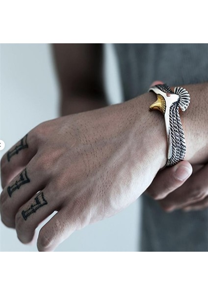 Goldton-Erkekler Için Viking Kartal Kolu Bileziği Sevgililer Günü Hediyesi Erkek Arkadaşa Ayarlanabilir Açık Kabile Takı Hint Kartal Kanat Bileziği (Yurt Dışından) modelleri