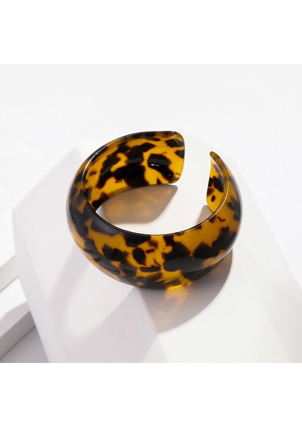No.1 Boyutu Yeni Bohem Akrylik Reçine Abalone Kabuk Bilezikler Bayanlar Için Vintage Leopar Geniş Kollu Bilezikler Şıklık Takılar (Yurt Dışından)