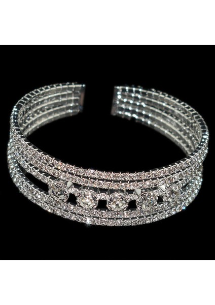 SZ-999-5SIRA-ALTIN Tam Rhinestone Sıra Kristal Açık Bilezik Çok Renkli Rhinestone Kadın Bilezikler ve Bilezikler Düğün Gelin Takı (Yurt Dışından) modelleri