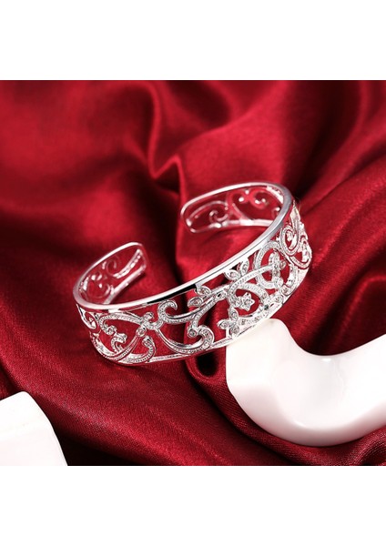 Kadınlar Için Saf Gümüş Bilezik Bileklik Ayarlanabilir Bileklik Zirkonya Bileklik Pulseira Femme Düğün Gelin Takıları (Yurt Dışından) fiyatları