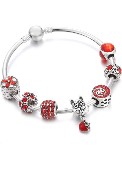 65 mm Tarzı B354 Lüks Kendin Yap Boncuk Gül Altın Kristal Bilezik ve Bilezik Kadın Kalp Arı Boncuklu Bileklikler Zincirli Bayan Pulsera Takı (Yurt Dışından)