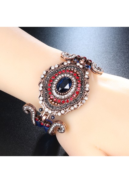21CM Tarzı Yeşil Kinel Lüks Vintage Büyük Bilezik Yeşil Doğal Taş Kristal Boncuk Bilezik Kadınlar Için Moda Antika Altın Türkiye Takı Hediye (Yurt Dışından) indirimleri